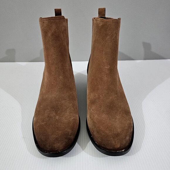 NEW Sam Edelman Kaiti Zip Ankle Bootie Womens 7 Brown Suede Low Heel Western - Picture 4 of 13